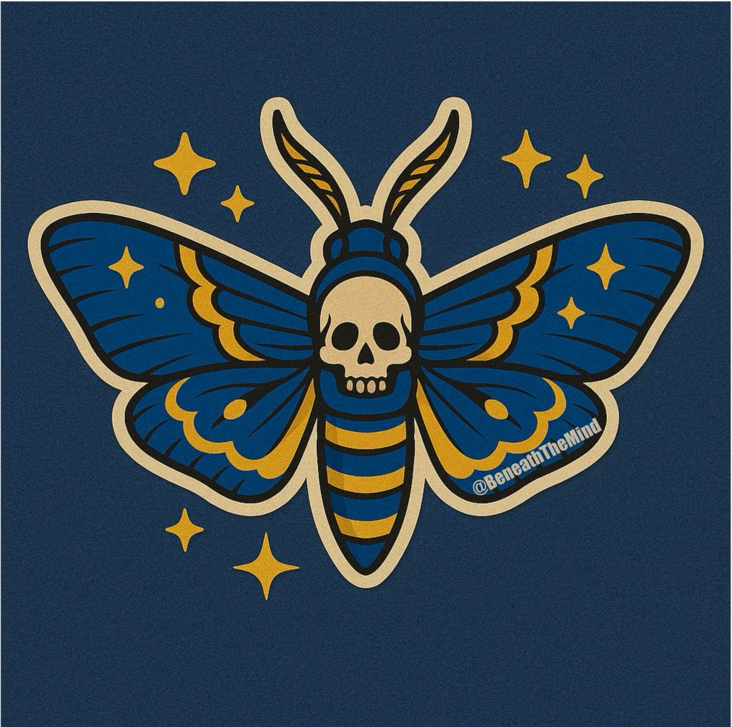 Deaths Head Moth. Often associated with transformation, mystery, and the cycles of life and death.